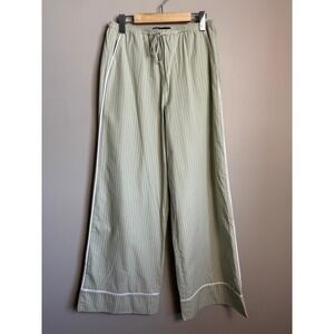 Zara Striped Wide Leg Cotton Pants Small Pinstripe Coastal Preppy Pyjama-Chic